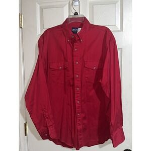Vintage Wrangler Shirt Mens XL‎ 17-1/2 Red  X-Long Tails Cowboy Western